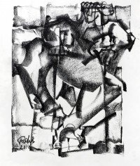Mansoor Rahi, 14 x 16 Inch, Charcoal on Paper, Figurative Painting, AC-MSR-009